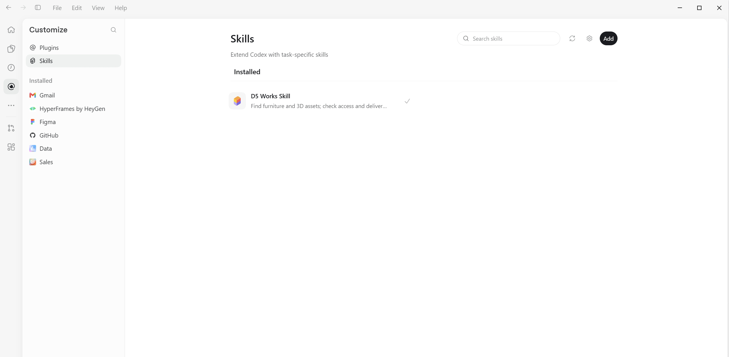 D5 Works Skill appears in the Installed list.